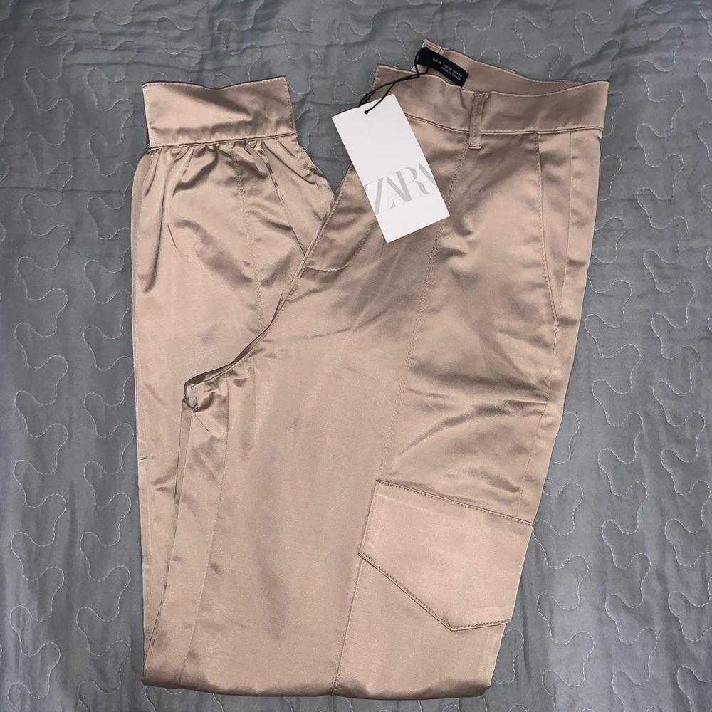 Zara Satin Cargo Pants